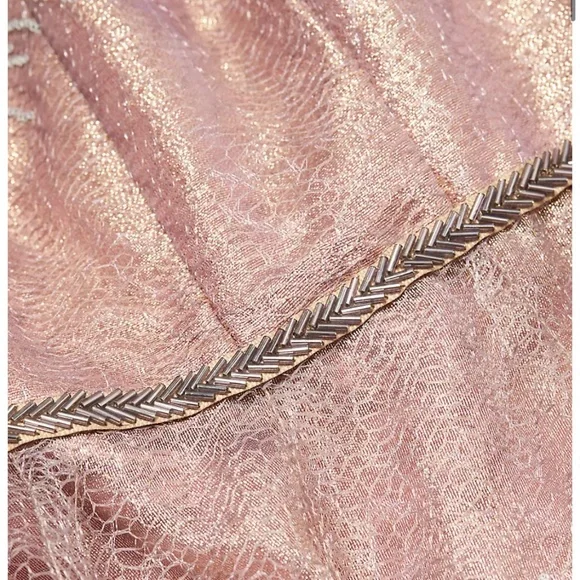 Rene Ruiz feathered fit flair gown